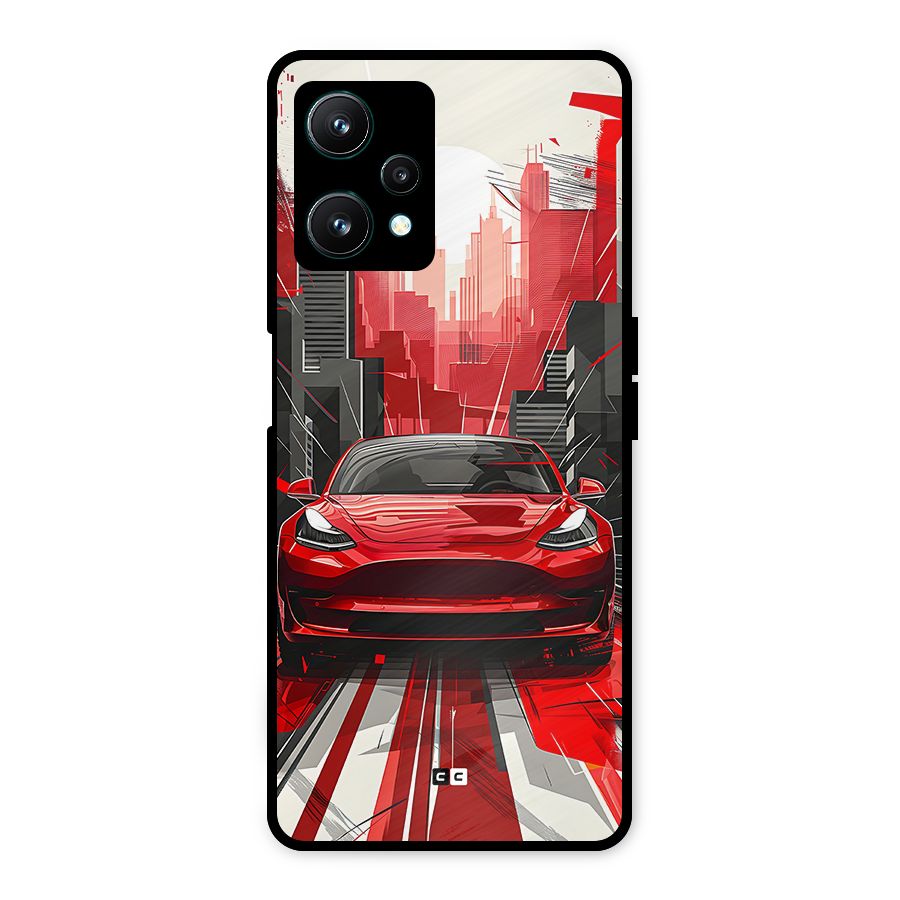 Red And Black Car Metal Back Case for Realme 9 Pro 5G