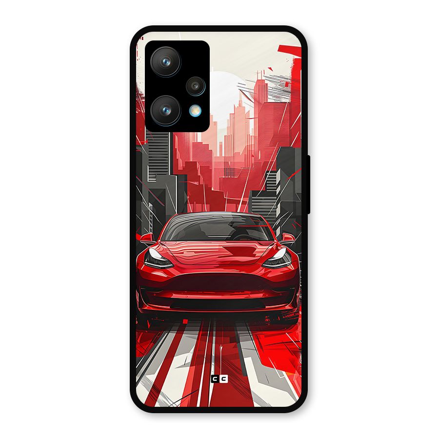 Red And Black Car Metal Back Case for Realme 9 Pro Plus 5G