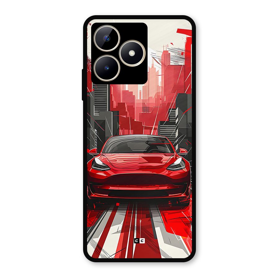 Red And Black Car Metal Back Case for Realme C53