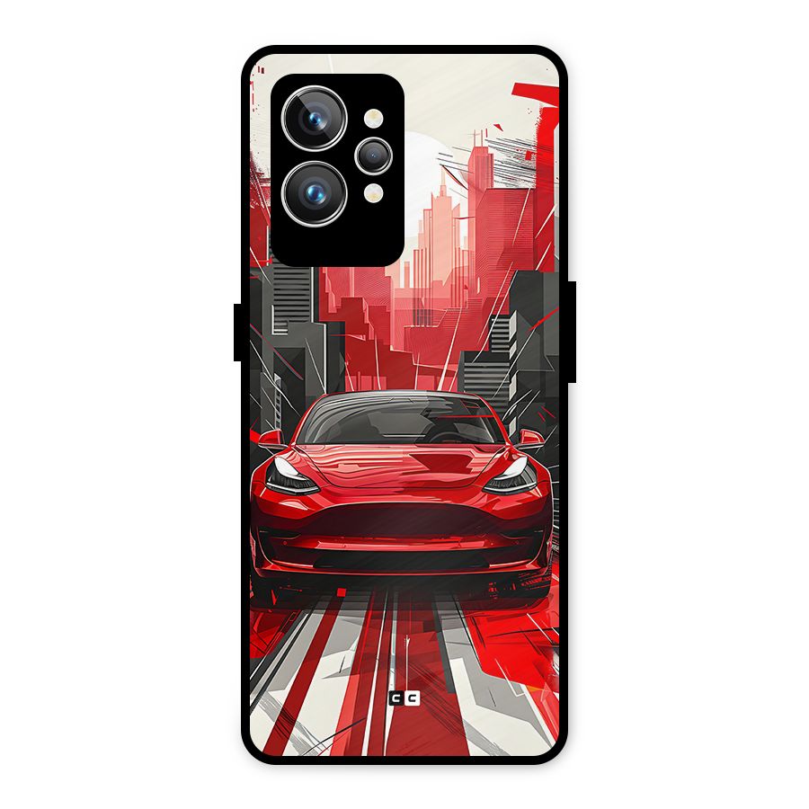 Red And Black Car Metal Back Case for Realme GT2 Pro