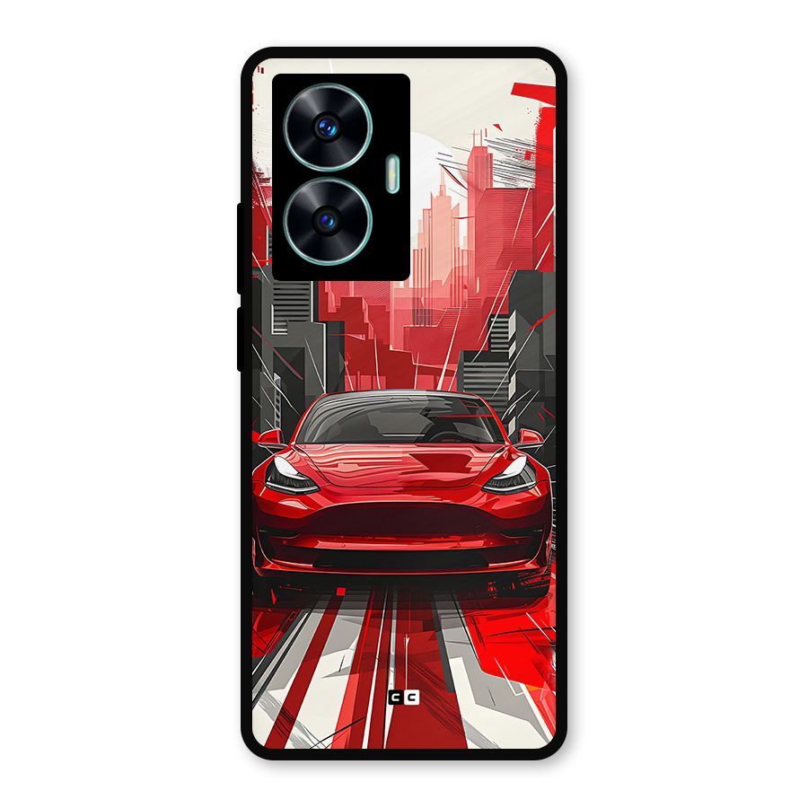 Red And Black Car Metal Back Case for Realme Narzo N55