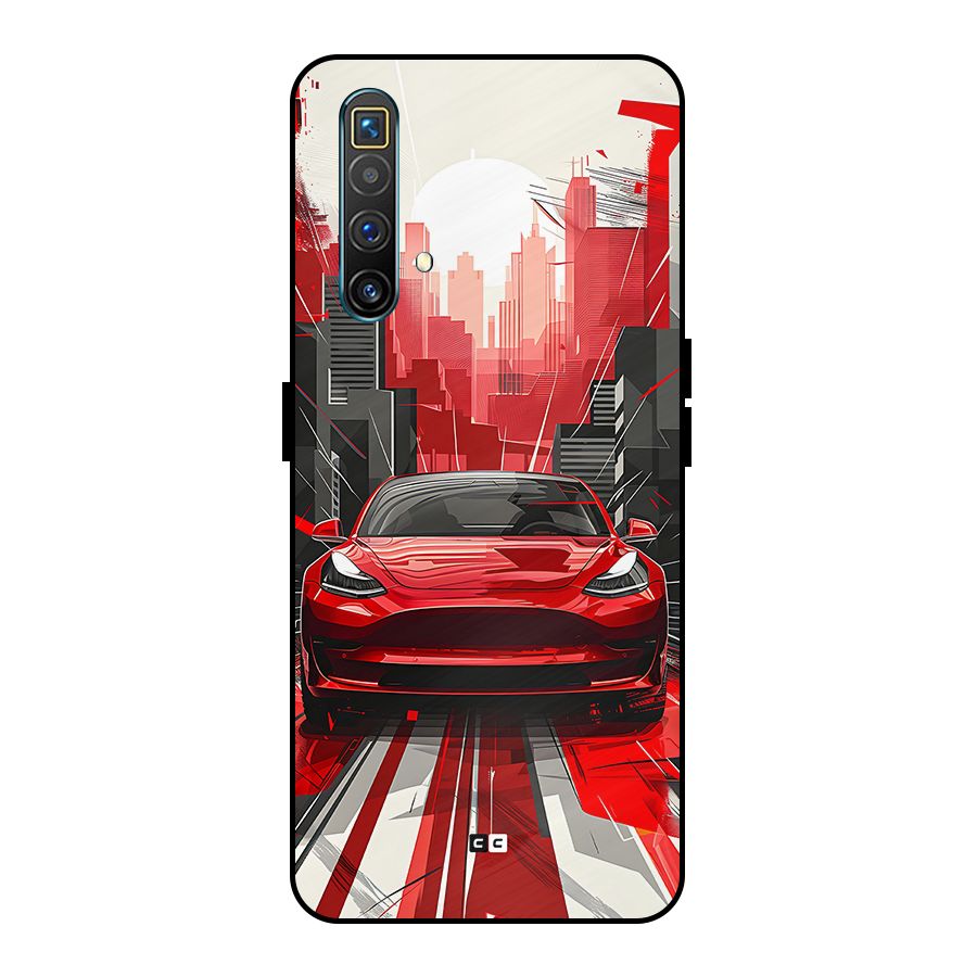 Red And Black Car Metal Back Case for Realme X3
