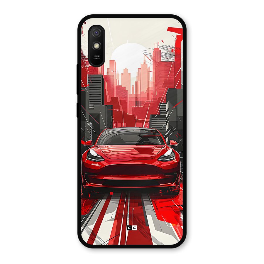 Red And Black Car Metal Back Case for Redmi 9a