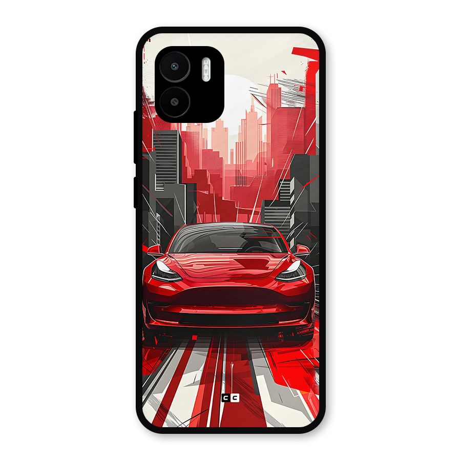Red And Black Car Metal Back Case for Redmi A2