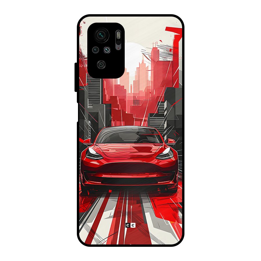Red And Black Car Metal Back Case for Redmi Note 10