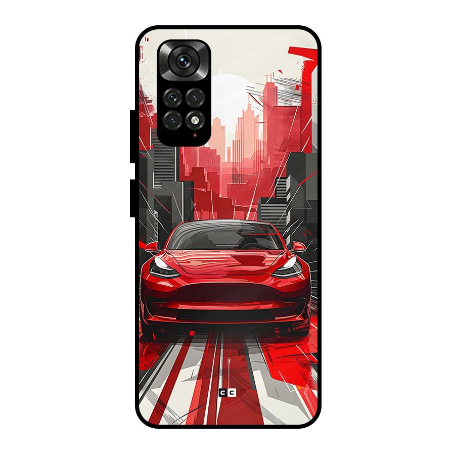 Red And Black Car Metal Back Case for Redmi Note 11 Pro