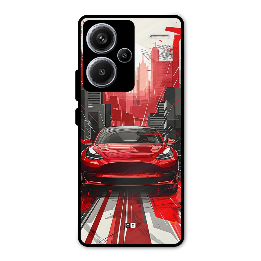 Red And Black Car Metal Back Case for Redmi Note 13 Pro Plus