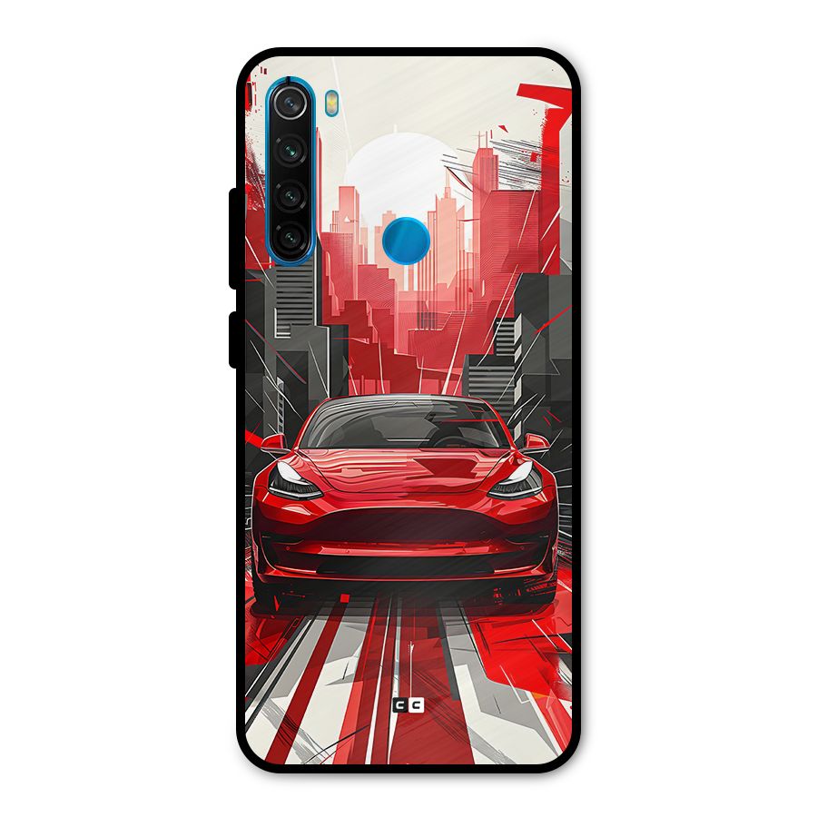 Red And Black Car Metal Back Case for Redmi Note 8