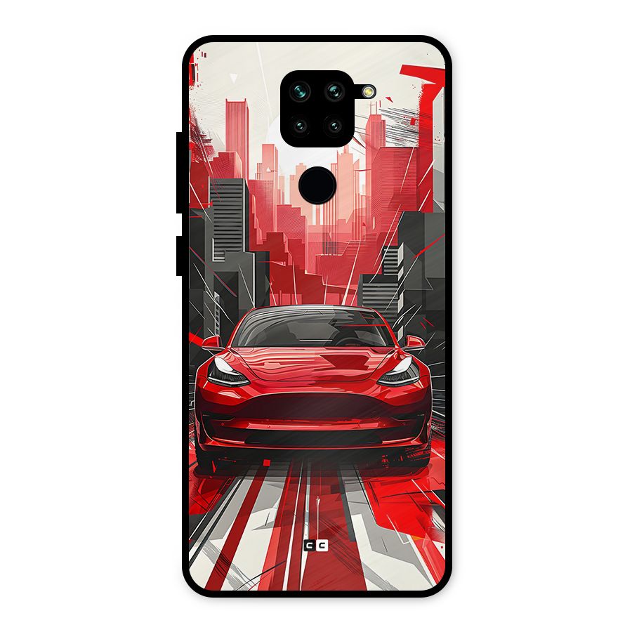 Red And Black Car Metal Back Case for Redmi Note 9