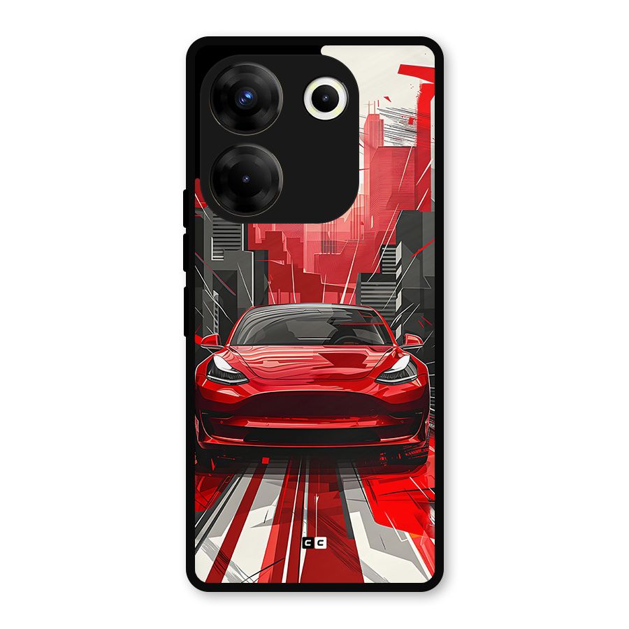 Red And Black Car Metal Back Case for Tecno Camon 20 Pro