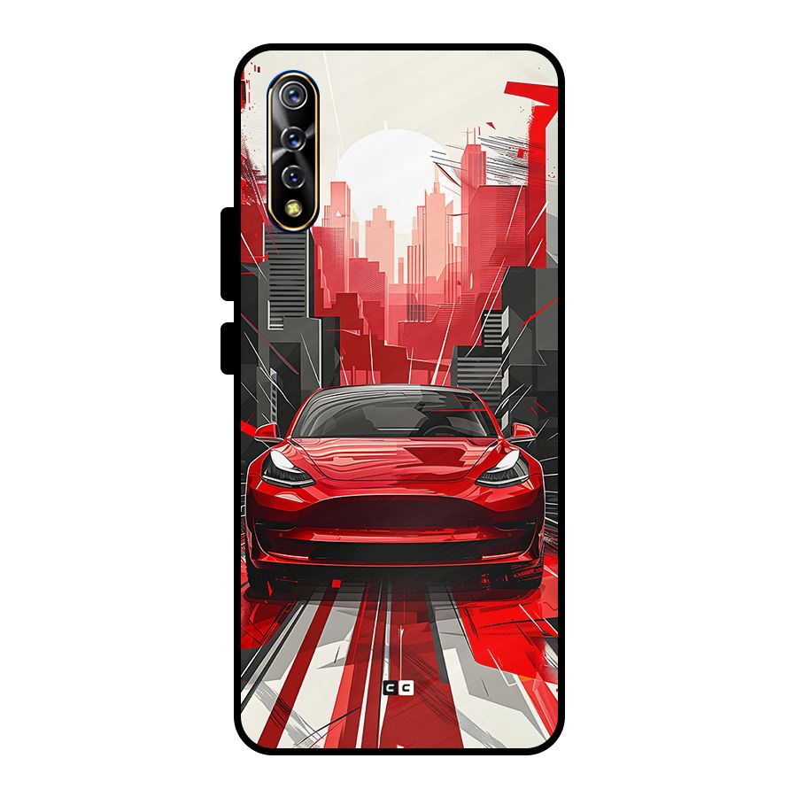 Red And Black Car Metal Back Case for Vivo S1