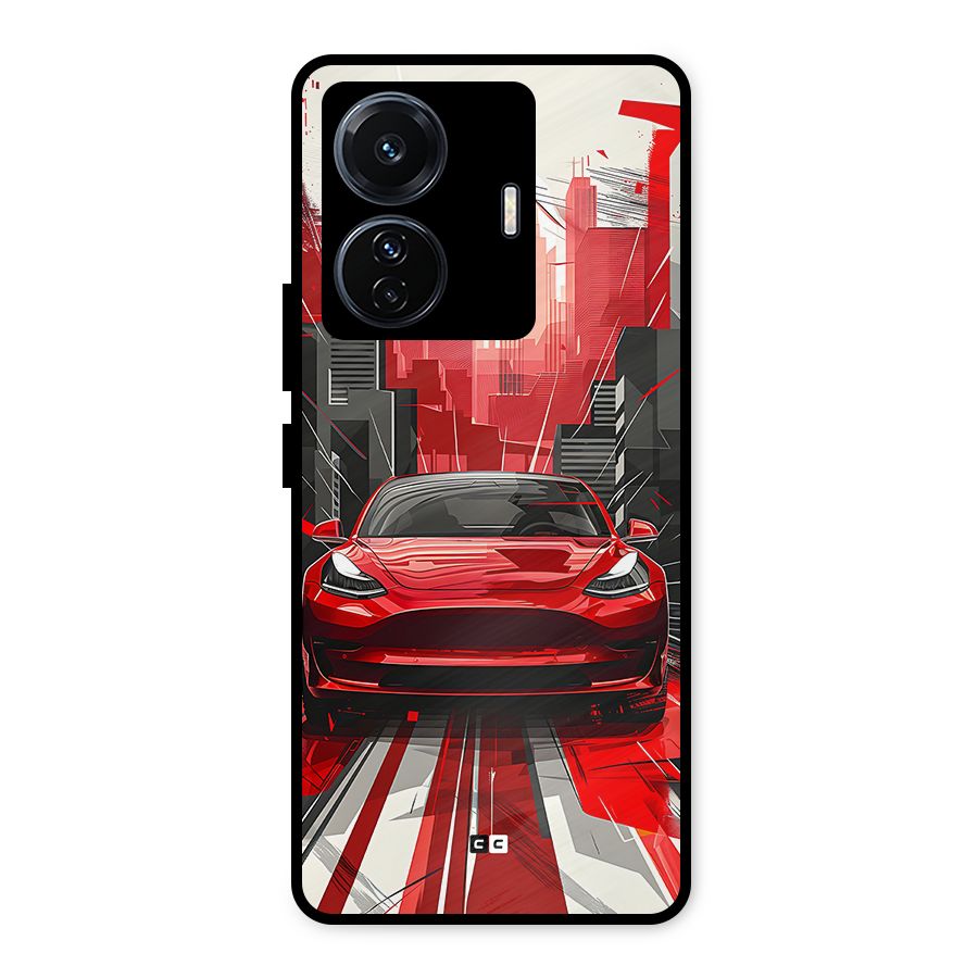 Red And Black Car Metal Back Case for Vivo T1 Pro