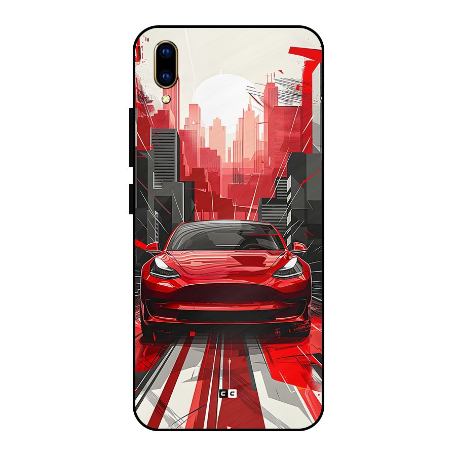 Red And Black Car Metal Back Case for Vivo V11 Pro