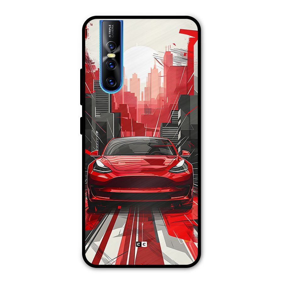 Red And Black Car Metal Back Case for Vivo V15 Pro