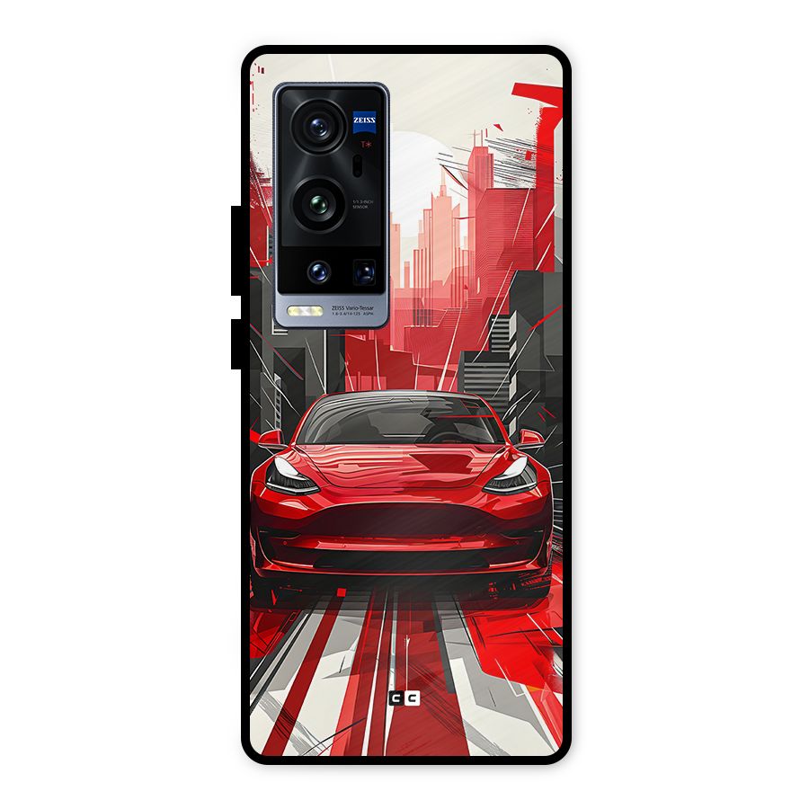 Red And Black Car Metal Back Case for Vivo X60 Pro Plus