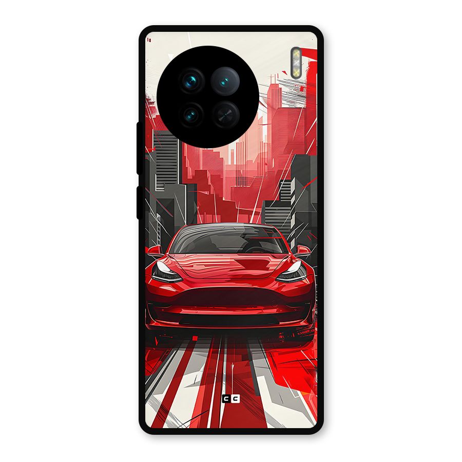 Red And Black Car Metal Back Case for Vivo X90