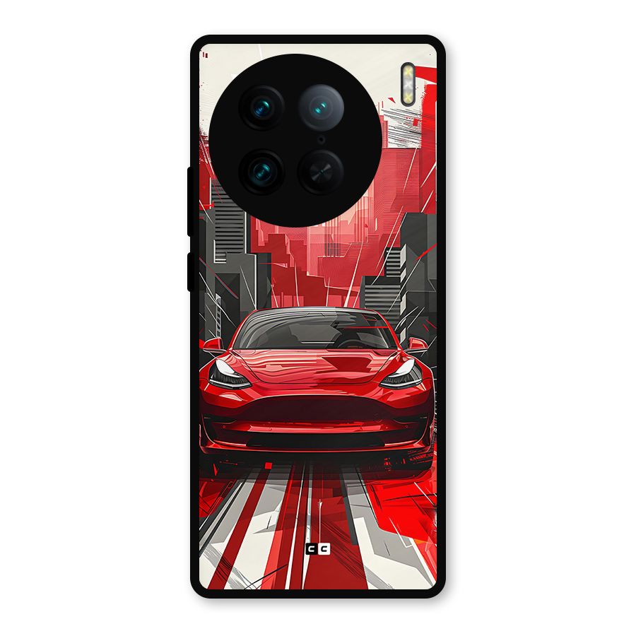 Red And Black Car Metal Back Case for Vivo X90 Pro
