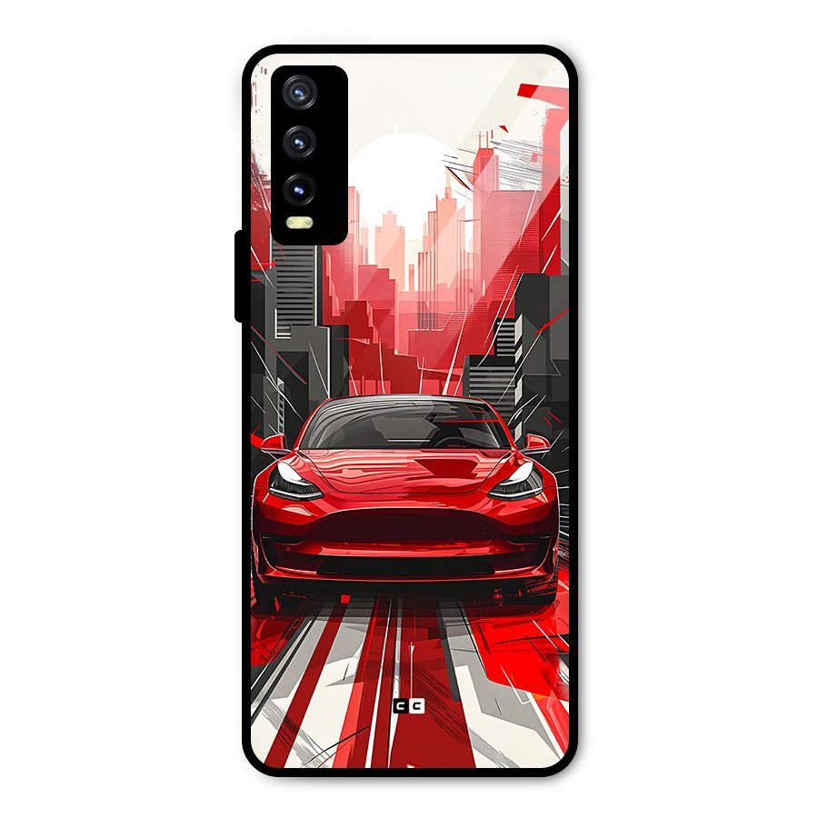 Red And Black Car Metal Back Case for Vivo Y20