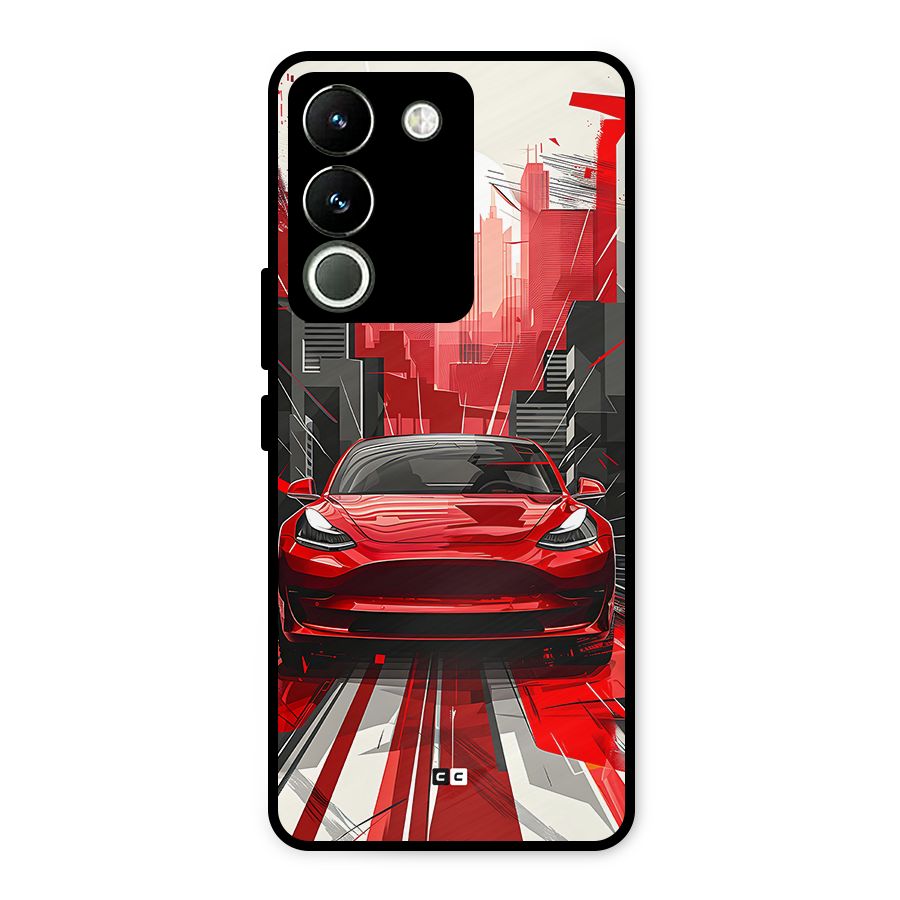 Red And Black Car Metal Back Case for Vivo Y200