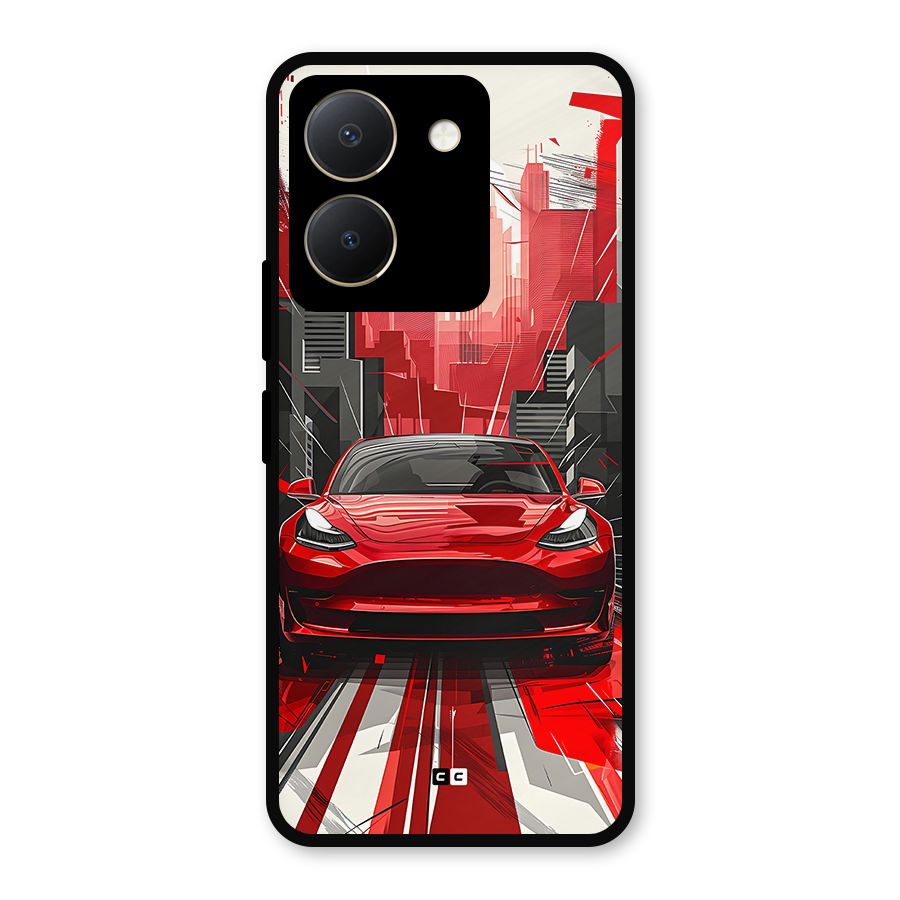 Red And Black Car Metal Back Case for Vivo Y36