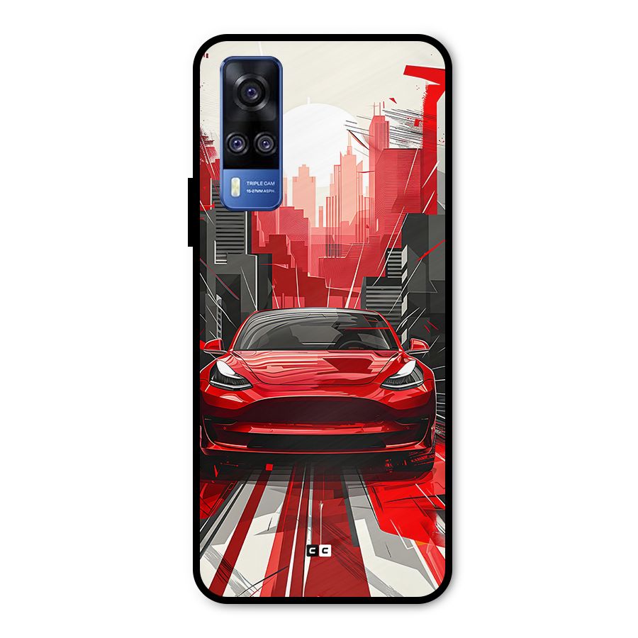 Red And Black Car Metal Back Case for Vivo Y51A