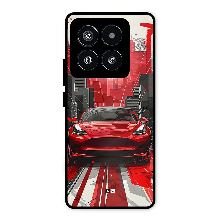 Red And Black Car Metal Back Case for Xiaomi 14 Pro