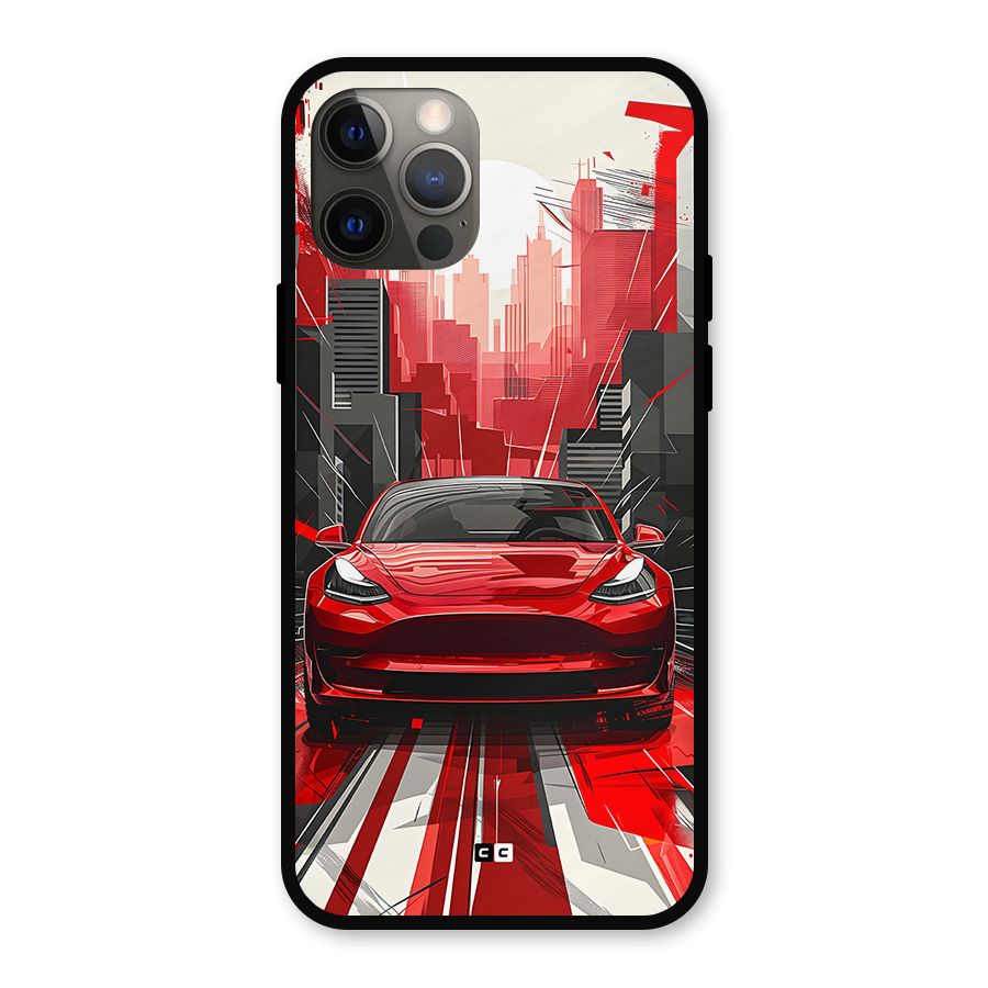 Red And Black Car Metal Back Case for iPhone 12 Pro