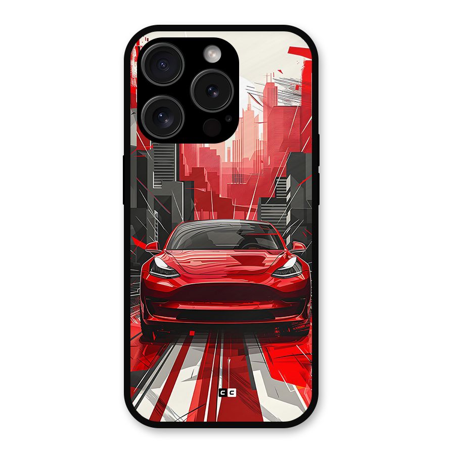 Red And Black Car Metal Back Case for iPhone 15 Pro