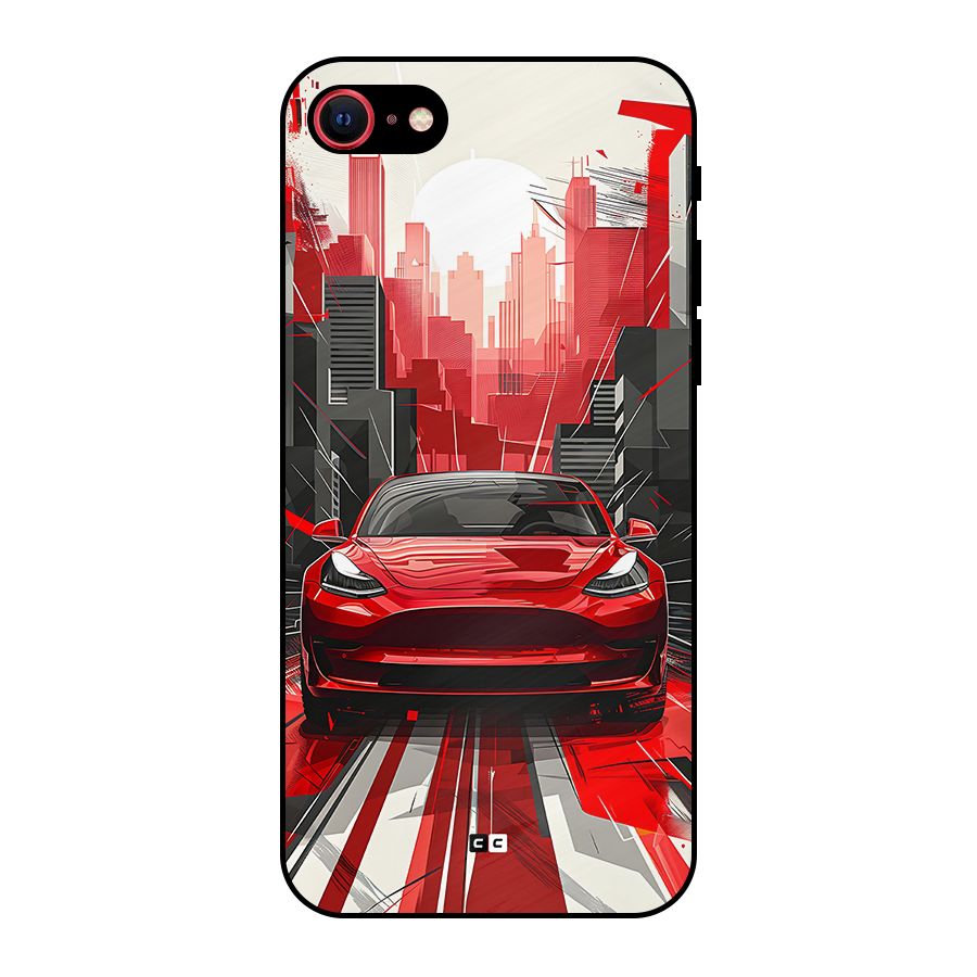 Red And Black Car Metal Back Case for iPhone SE 2020