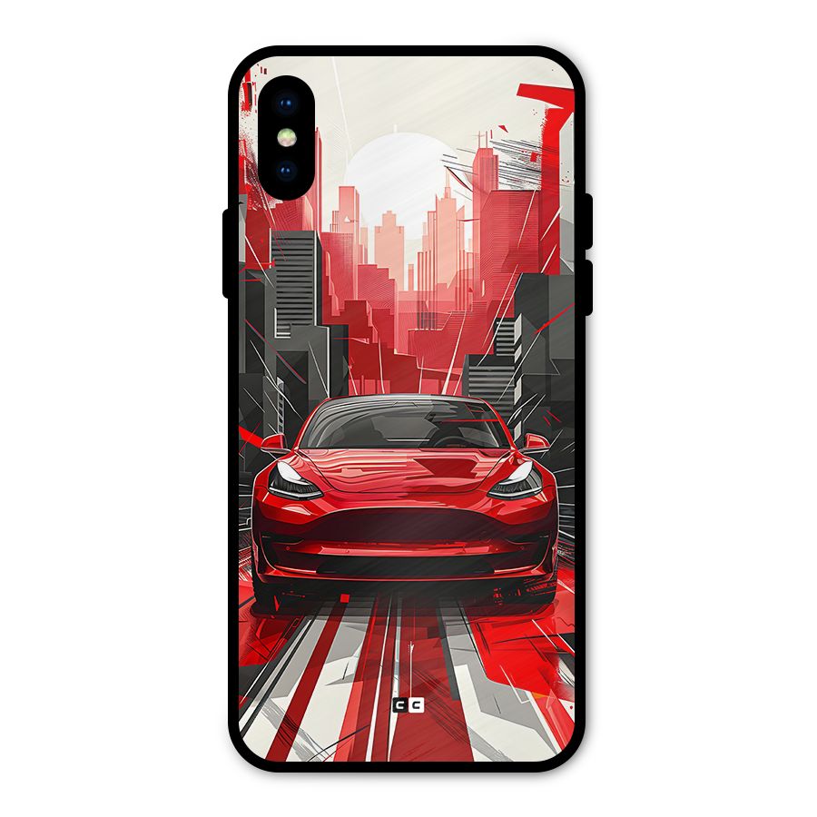 Red And Black Car Metal Back Case for iPhone X
