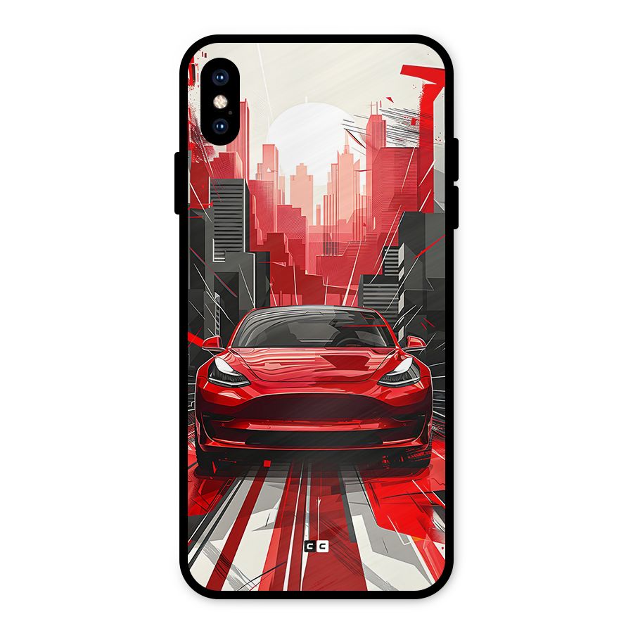Red And Black Car Metal Back Case for iPhone XS Max