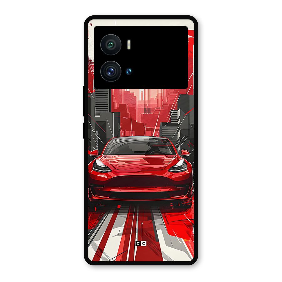 Red And Black Car Metal Back Case for iQOO 9 Pro