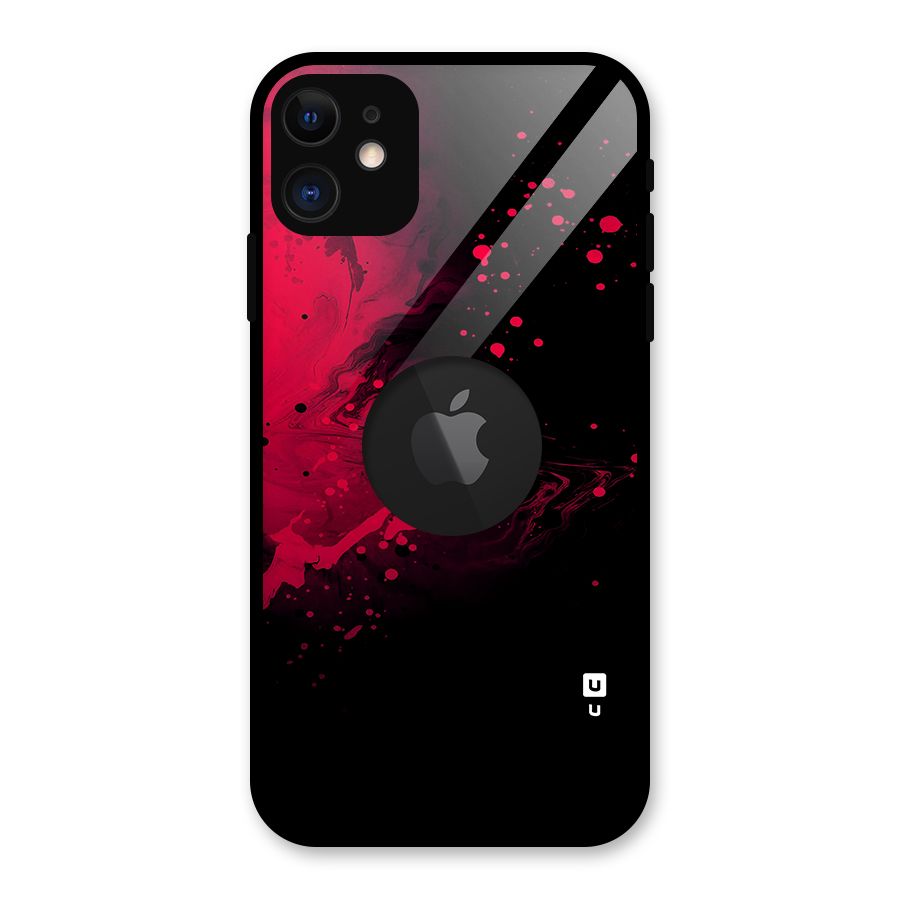 Red Black Splash Art Glass Back Case for iPhone 11 Logo Cut
