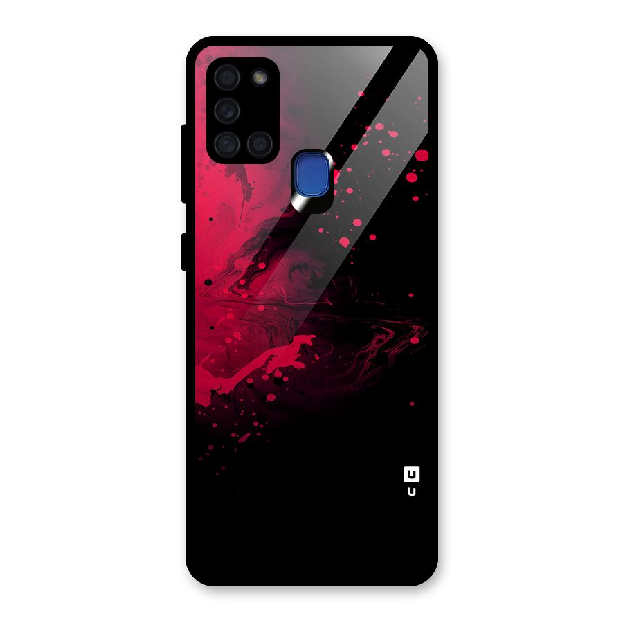 Red Black Splash Art Glass Back Case for Galaxy A21s