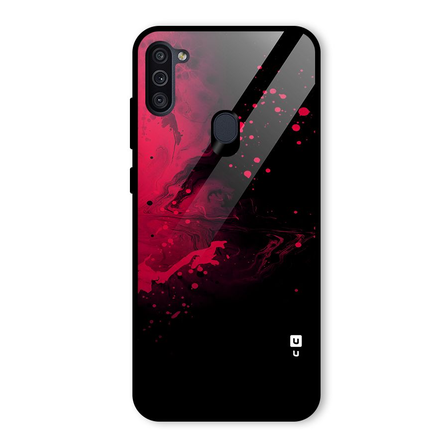 Red Black Splash Art Glass Back Case for Galaxy M11