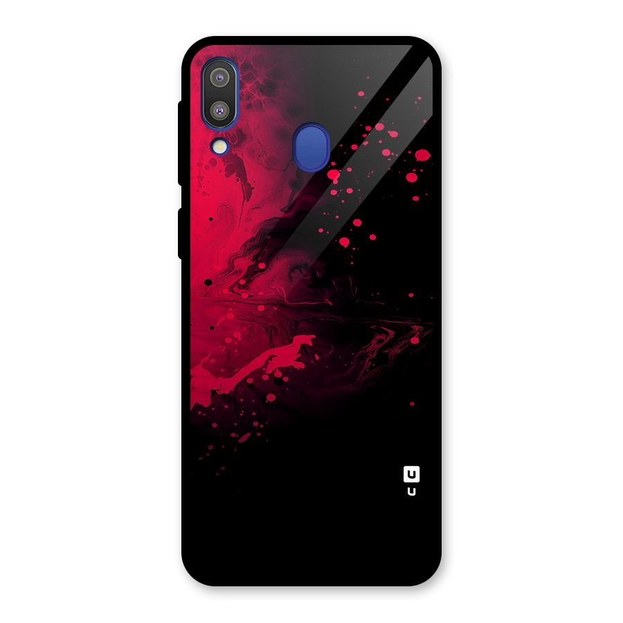 Red Black Splash Art Glass Back Case for Galaxy M20