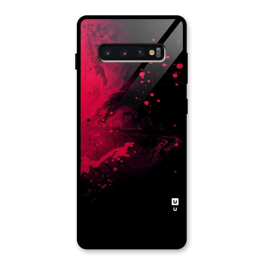 Red Black Splash Art Glass Back Case for Galaxy S10 Plus
