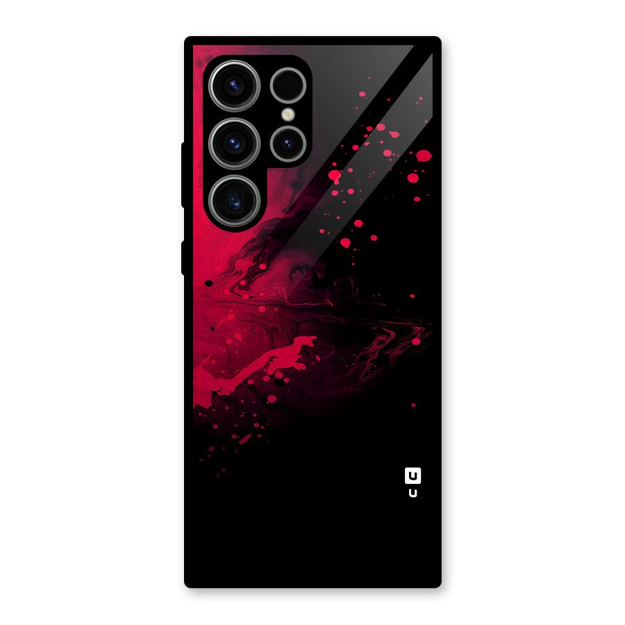 Red Black Splash Art Glass Back Case for Galaxy S23 Ultra