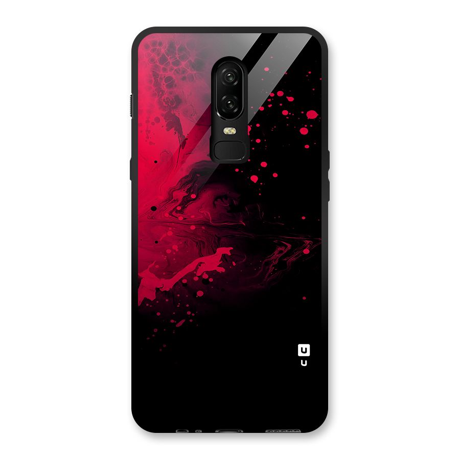 Red Black Splash Art Glass Back Case for OnePlus 6