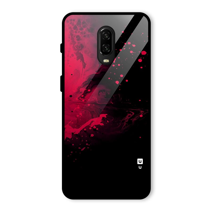 Red Black Splash Art Glass Back Case for OnePlus 6T