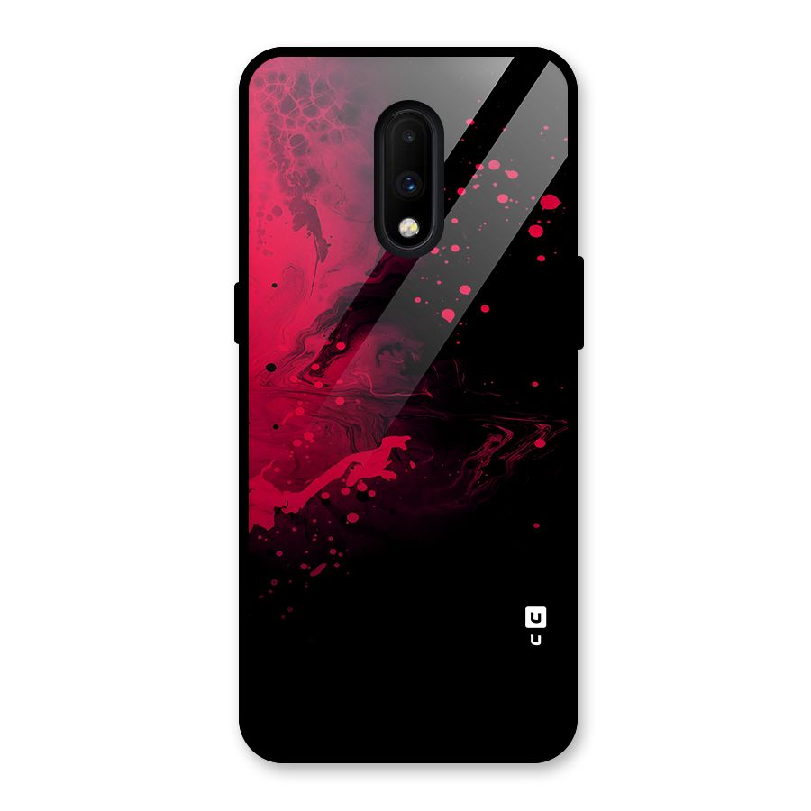 Red Black Splash Art Glass Back Case for OnePlus 7