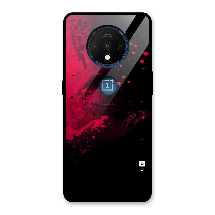 Red Black Splash Art Glass Back Case for OnePlus 7T