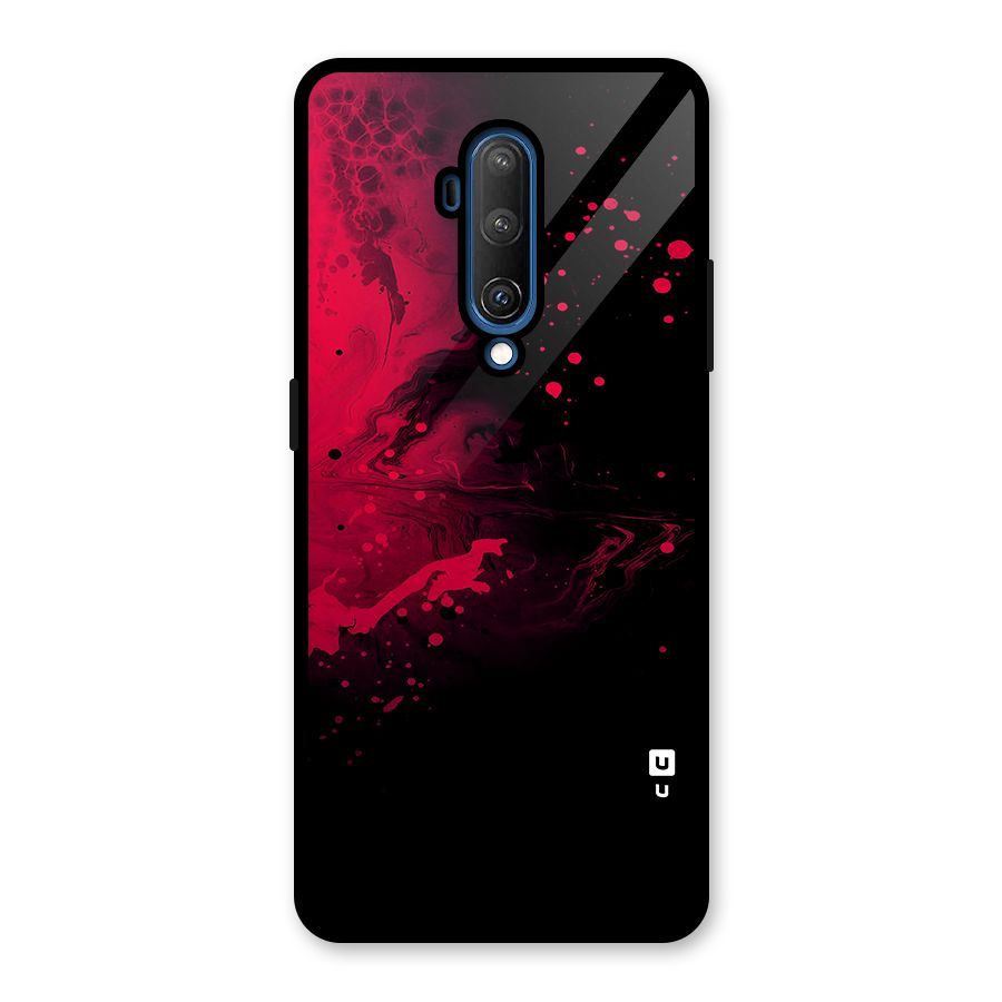 Red Black Splash Art Glass Back Case for OnePlus 7T Pro