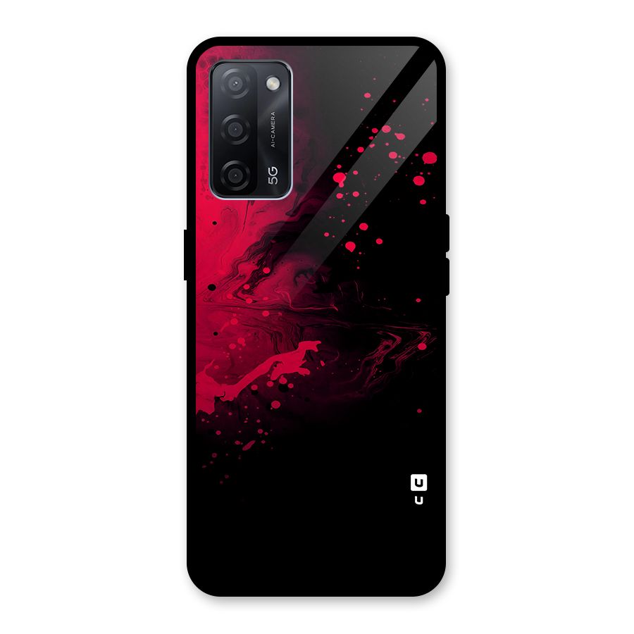 Red Black Splash Art Glass Back Case for Oppo A53s 5G
