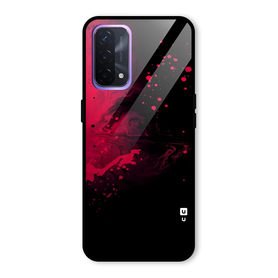 Red Black Splash Art Glass Back Case for Oppo A74 5G