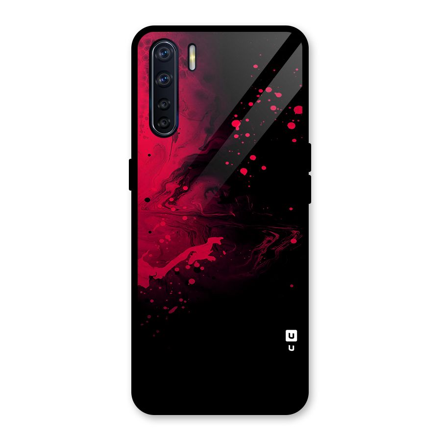 Red Black Splash Art Glass Back Case for Oppo F15