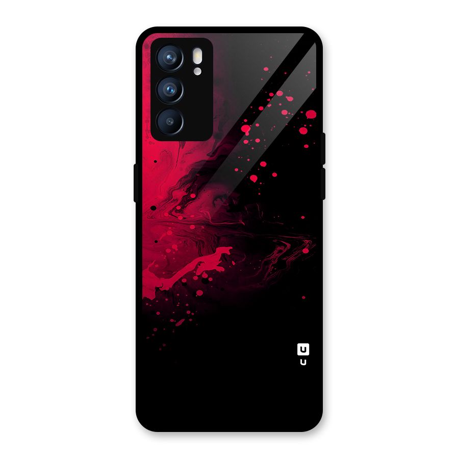 Red Black Splash Art Glass Back Case for Oppo Reno6 5G