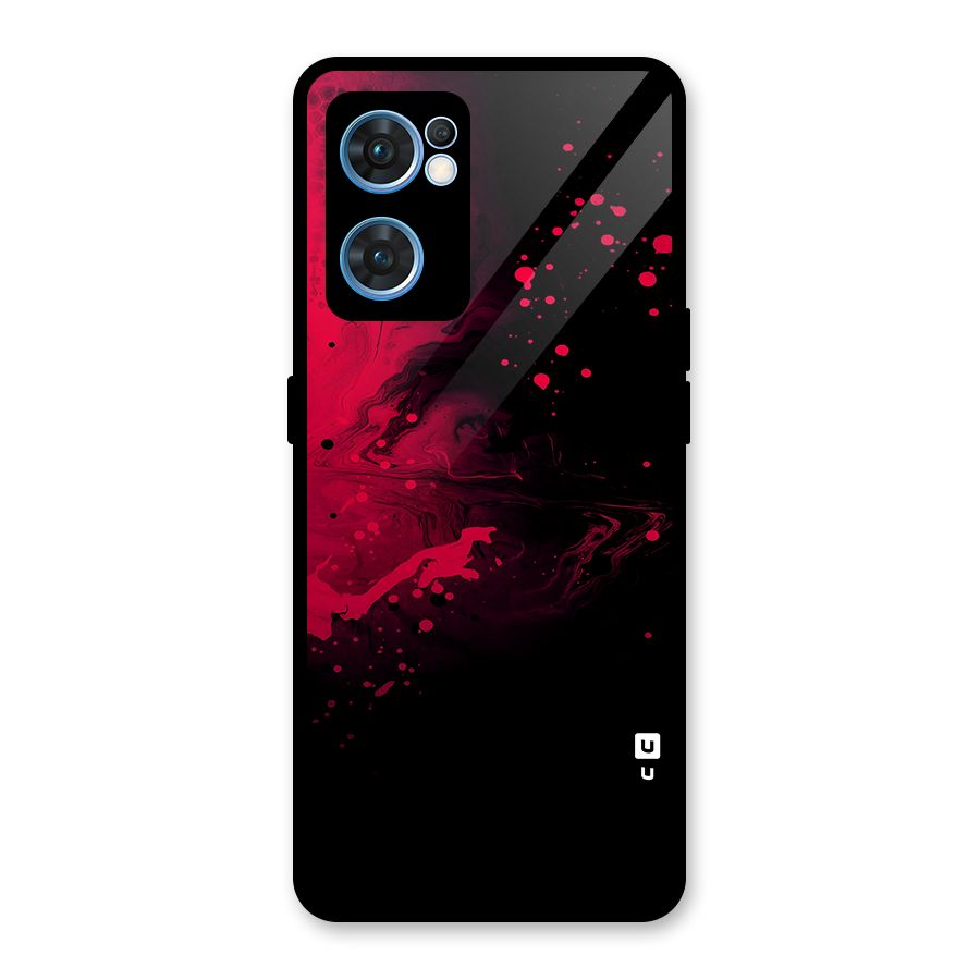 Red Black Splash Art Glass Back Case for Oppo Reno7 5G