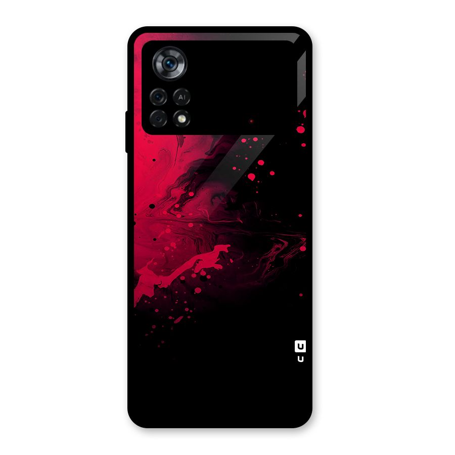 Red Black Splash Art Glass Back Case for Poco X4 Pro 5G