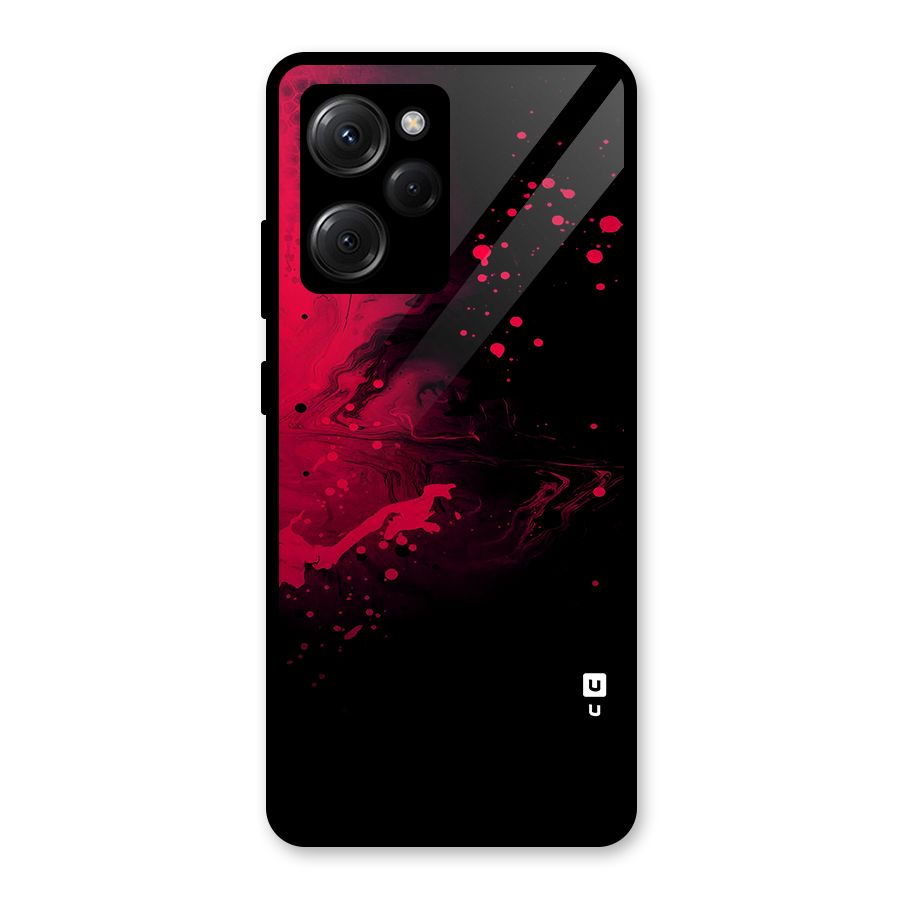 Red Black Splash Art Glass Back Case for Poco X5 Pro